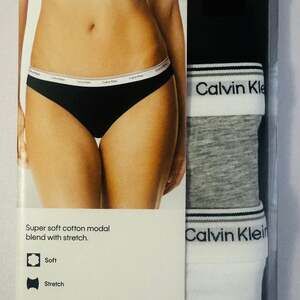 Calvin Klein Women's Cotton Soft Stretch Bikini, 3-Pack (Black/White/Gray, X-Lar